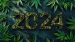 cannabis background with the year 2024