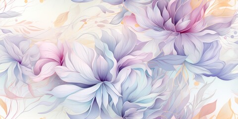 Wall Mural - AI Generated. AI Generative. Watercolor drawing paint flowers pattern texture surface background decoration. Graphic Art