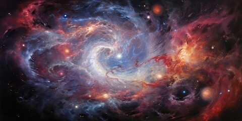 Wall Mural - AI Generated. AI Generative. Galaxy space cosmic decorative universe galaxy background in pink dark colors. Graphic Art