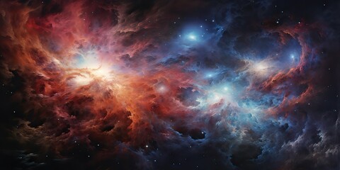 Wall Mural - AI Generated. AI Generative. Galaxy space cosmic decorative universe galaxy background in pink dark colors. Graphic Art