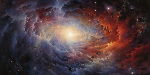 Wall Mural - AI Generated. AI Generative. Galaxy space cosmic decorative universe galaxy background in pink dark colors. Graphic Art