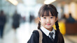 © Julia Zarubina - little korean schoolgirl in school class, cute asian girl, japanese, chinese, study, education, smart child, clever kid, children, knowledge, chalk board, portrait, people, person, black hair
