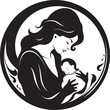 © BABBAN - Unconditional Love Vector Black Logo Design of Maternal Affection Everlasting Bond Iconic Black Graphic of Mother and Child Embrace