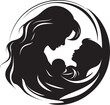 © BABBAN - Infinite Compassion Vector Graphic of Mother and Baby in Black Eternal Comfort Black Logo Design of Mother and Child Embrace