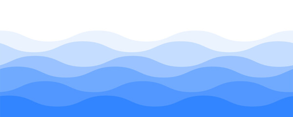 Wave pattern background with seamless geometric water curves, vector wavy sea ripples. Ocean blue waves pattern with gradient and transparent effect