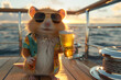 hamster on expensive yacht in a deep ocean