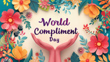 Fototapeta Panele - Colorful Floral Illustration for World Compliment Day