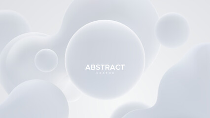 Wall Mural - abstract background with white metaball shapes. morphing organic blobs. vector 3d illustration. abst