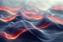 Ethereal Landscape: Abstract Art of Flowing Waves and Lights