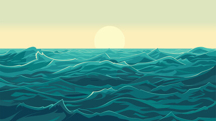 Wall Mural - Ocean Sea surface. Vector illustration, cartoon seascape or waterscape