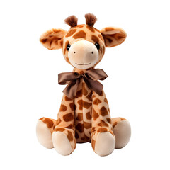 Wall Mural - Adorable Giraffe plush stuffed animal, Isolated on Transparent Background, PNG