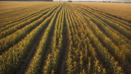 Wall Mural - aerial view corn field