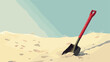 shovel in the sand isolated background illustration