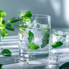 Wall Mural - water with mint