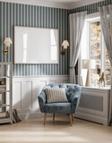 Fototapeta Panele - Mock up frame in cozy home interior background, 3d render