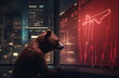 a bear is in front of a stock chart. generative ai