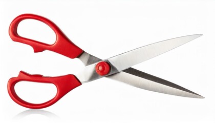 Red scissors isolated clipping path white background