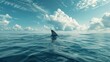 © Vasiliy - shark fin on surface of ocean agains blue cloudy sky