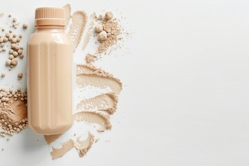 Sticker - Protein shake bottle with powder on white surface