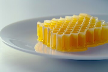 Sticker - Slice of honeycomb wax cell on white plate