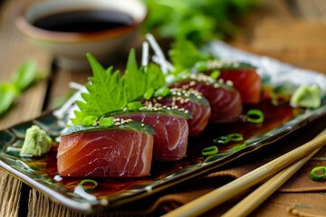 Canvas Print - Tuna and wasabi sauce a gourmet choice