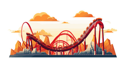 Wall Mural - roller coaster vector flat minimalistic isolated illustration