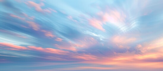 Wall Mural - [Vivid Sunset Over the Calm Ocean with Scattered Clouds - A Serene Nature Landscape]