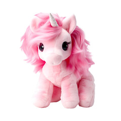 Wall Mural - Charming Plush Pink Unicorn Soft Toy, Isolated on Transparent Background, PNG