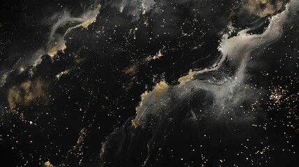 Wall Mural - Abstract Cosmic Art with Swirling Gold and White on a Dark Background, Resembling a Galaxy, for Creative Design Use