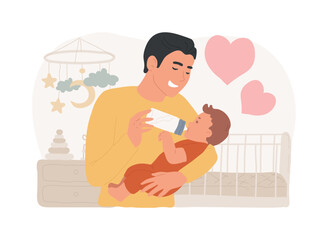 single fathers isolated concept vector illustration. single-parent family, fatherhood, happy kid, so