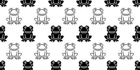 Poster - pixel art frog seamless pattern