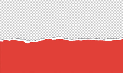 Wall Mural - Torn a half sheet of red paper from the bottom on white background. Vector template paper design. Vector Illustration.
