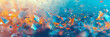 Magical Explosion of Colorful Crystals. A captivating abstract composition with vivid blue and orange crystal shards.