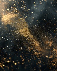 Wall Mural - Golden dust and sparks against a dark background.