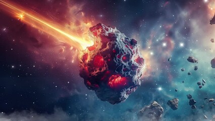 Wall Mural - space abstract background burning comet flash laser. seamless looping overlay 4k virtual video anima