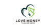 logo design combination of love and money, logo design creative template, symbol, icon, idea.