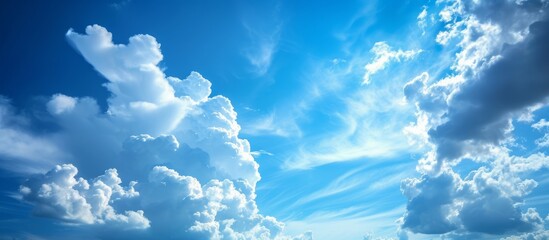 Wall Mural - serene blue sky with fluffy white clouds - nature's peaceful beauty