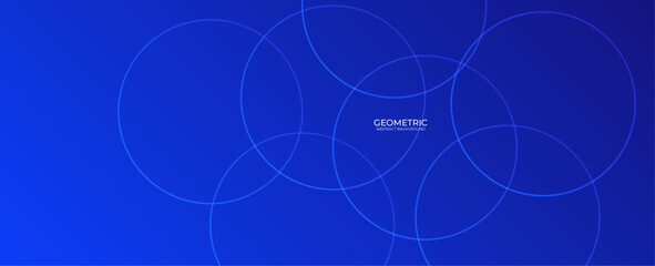 Wall Mural - Abstract bright blue circle background. Modern geometric shapes design. Futuristic technology concept. Science style. banner, brochure, business, card, cover, flyer, poster. Vector illustration