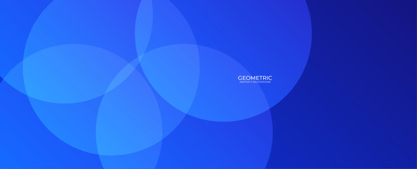 Wall Mural - Abstract bright blue circle background. Modern geometric shapes design. Futuristic technology concept. Science style. banner, brochure, business, card, cover, flyer, poster. Vector illustration