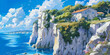 © VALUEINVESTOR - the cliffs with a stone cottage and ocean, generative AI