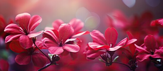 Wall Mural - A cluster of vibrant flowers sits neatly arranged on a table in a summer garden. The deep red petals stand out against the blurred background, adding a pop of color to the scene.