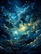 starry night sky clouds stars page daub cold blue swirly aquarius upon high dream sequence nights