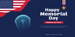 Vector memorial day America wishes banner design with symbol and stars