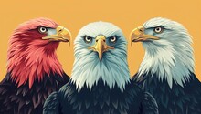 Bald Eagle. Bird Portrait. Three-piece Feather Freedom Headshot.