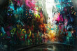 Farbenfrohe Abstraktion: Dynamische Graffitikunst in der Großstadt