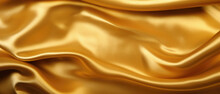 Shiny And Smooth Silk Gold Textile Fabric Material Texture Background Created With Generative AI Technology