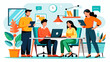 © Royal Ability - Vector illustration of office staff working together.