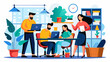 © Royal Ability - Vector illustration of office staff working together.