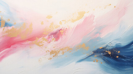  abstract acrylic painting background soft brush strokes in pink, dark blue, aqua and white marble texture style with gold glitter sparkles