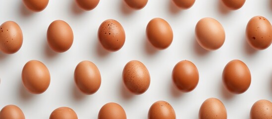 Canvas Print - Fresh Organic Brown Eggs Nestled on a Clean White Background - Natural and Nutritious Farm Products Concept